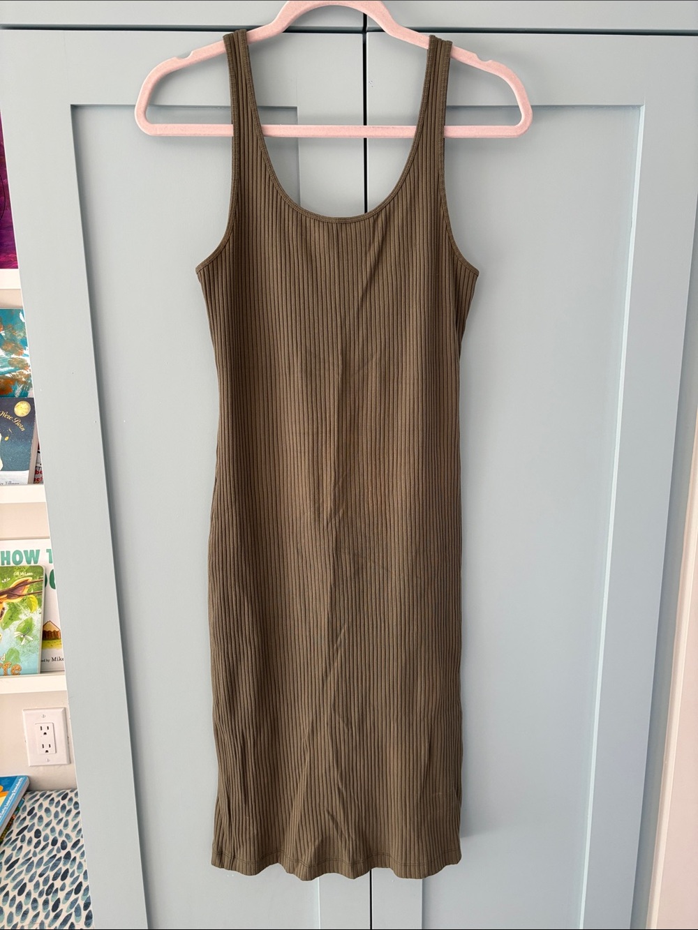 Wilfred Olive Ribbed Tank Midi Dress